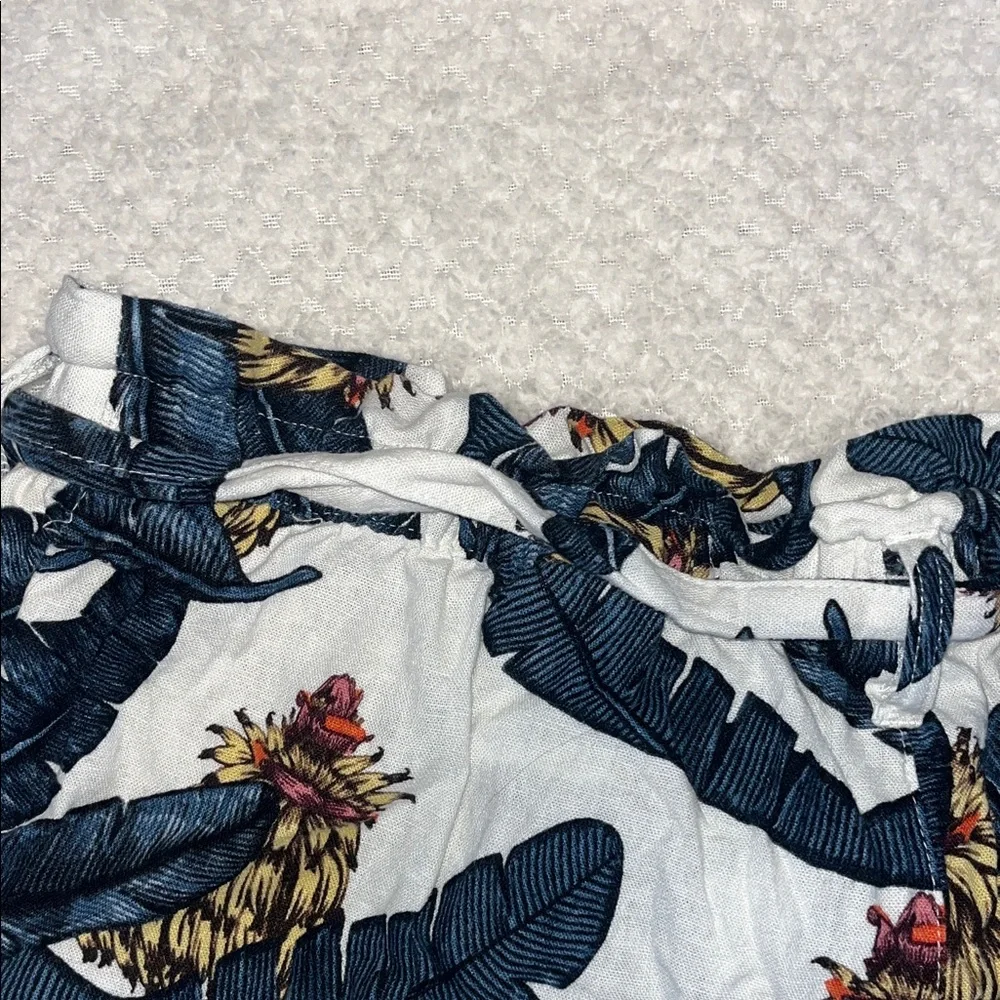 Desmond & Dempsey H&M Women Shorts Linen Blend Tropical Print Blue White Size 10 - Picture 9 of 9